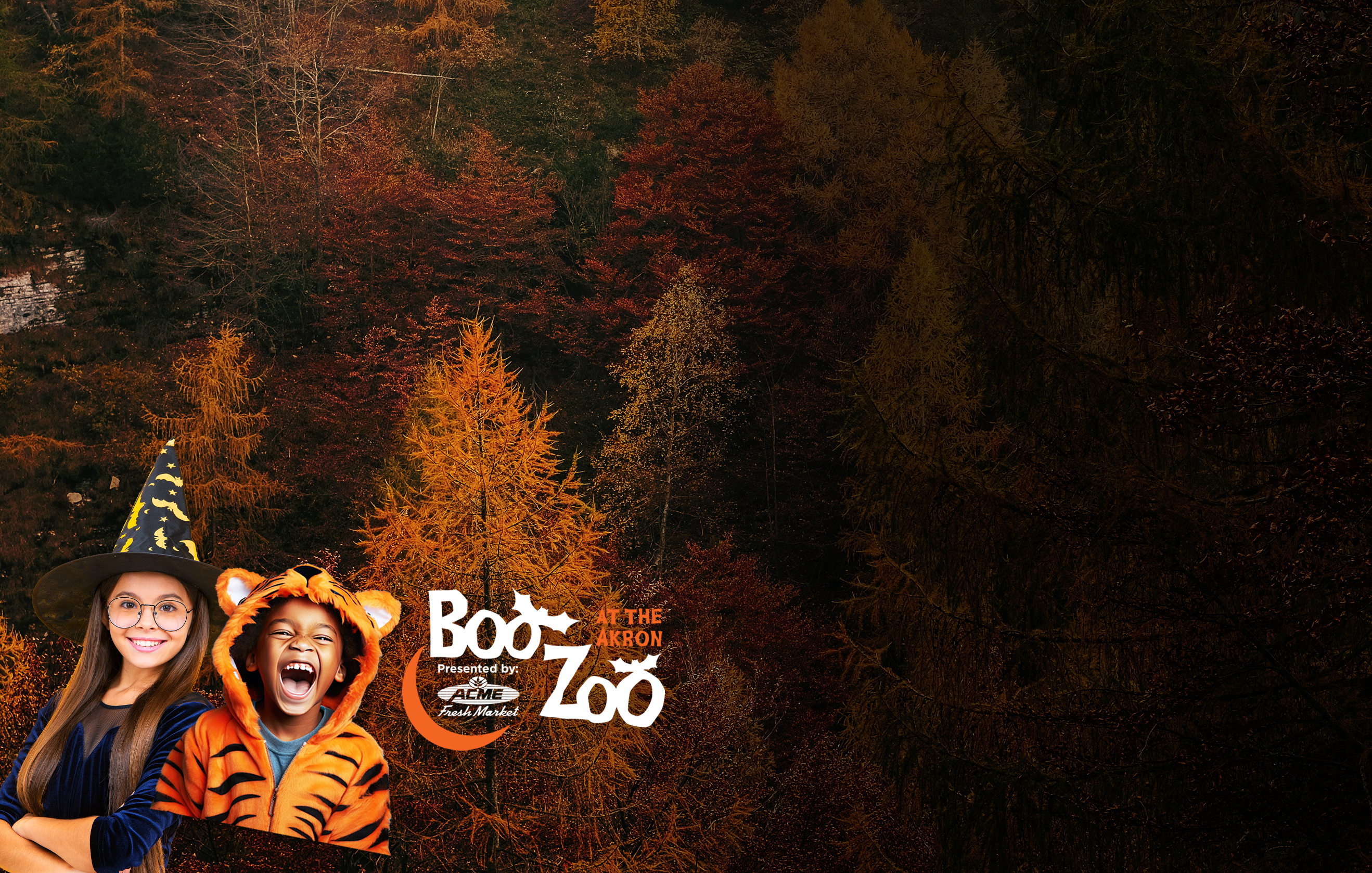 Boo at the Zoo with kids dressed up in Halloween outfits