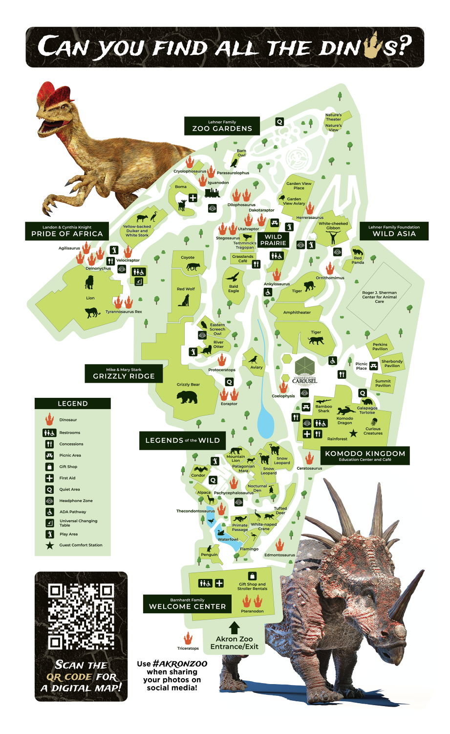 Akron Zoo DinoTrek Map