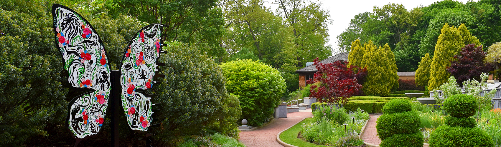 Zoo gardens with butterfly sculpture