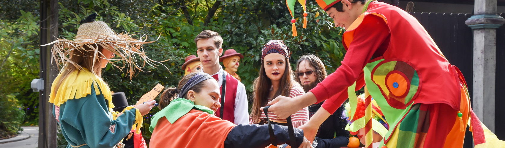 People in crowd in costume