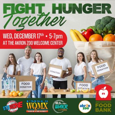 Graphic with people donating to food drive