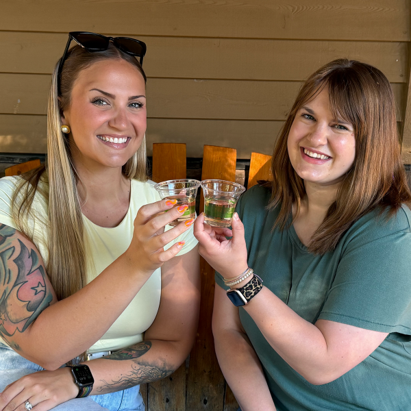 Two women enjoying wine